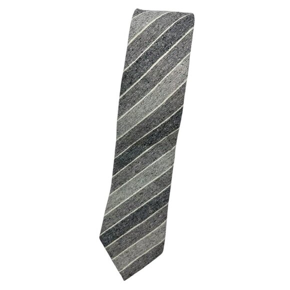 SUITSUPPLY Men's Silk Cotton Necktie LUXURY Tie Gray Striped W:3.1" EUC - Picture 1 of 5